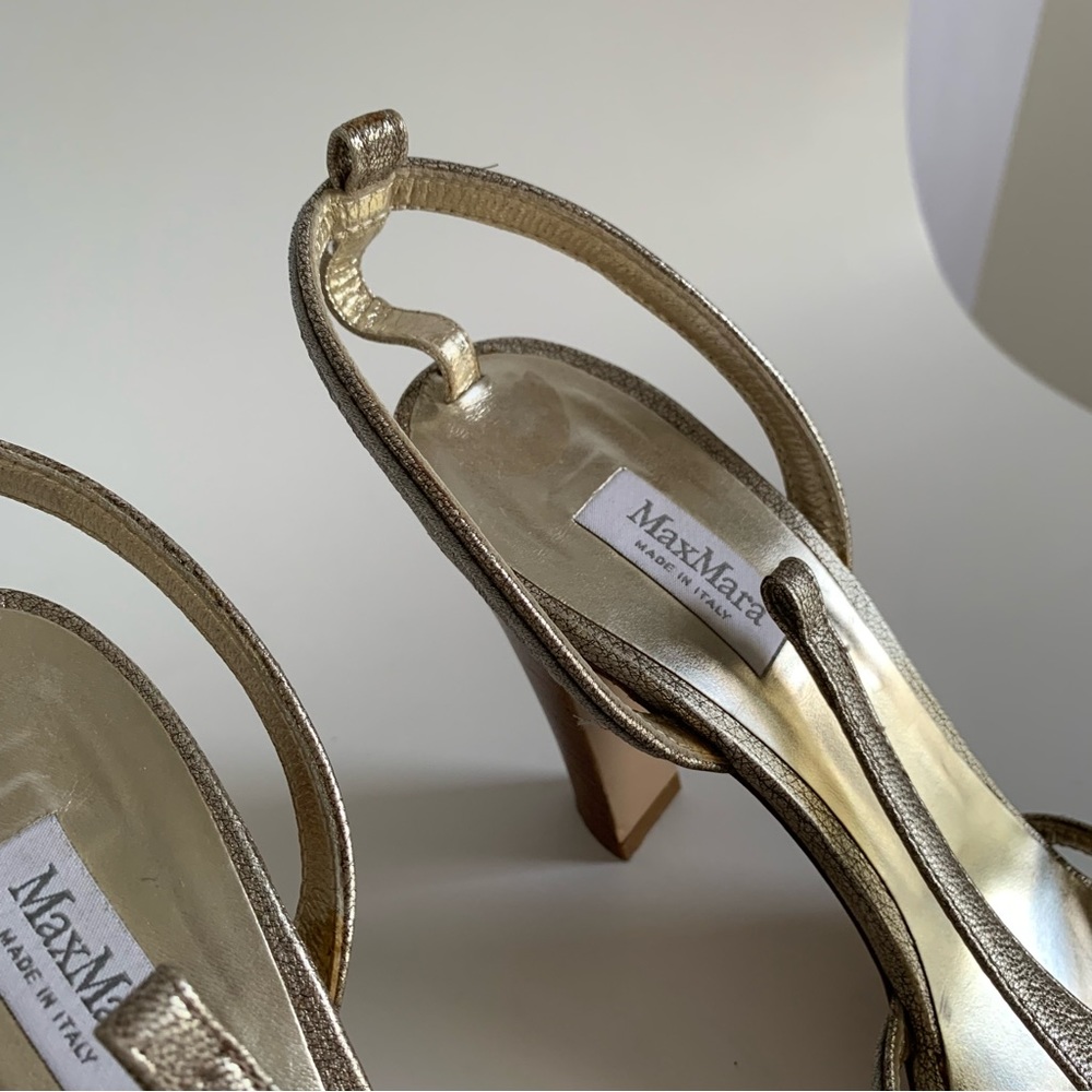 Max Mara Metallic Open Toe Heels - image 3